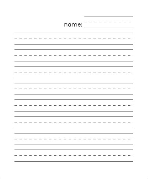 Printable Lined Paper Template For Kindergarten Printable Templates