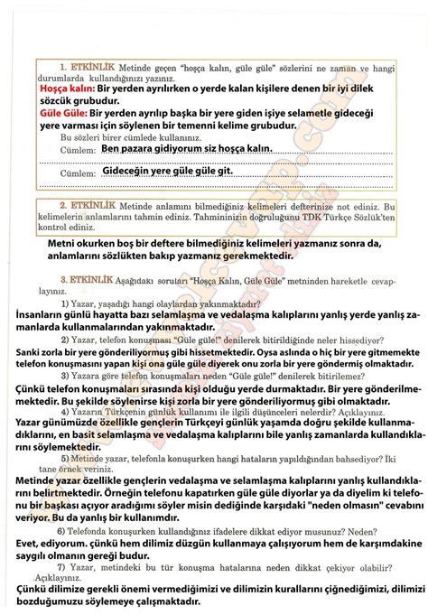 5. sınıf Anıttepe Yayıncılık Türkçe Ders Kitabı Sayfa 16-19-20-21-22 Cevapları