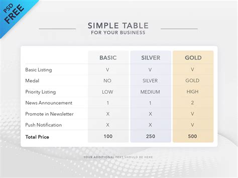 Free Table Template By N Alex On Dribbble
