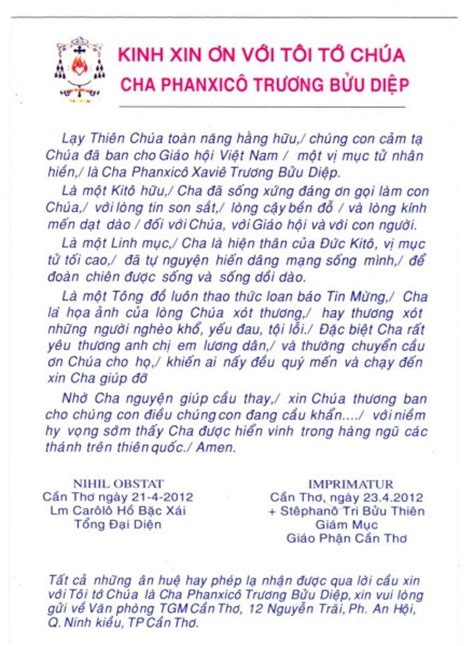 Phạm Hồng Phước Nhờ Lời Nguyện Giúp Cầu Thay Của Cha Phanxico Trương