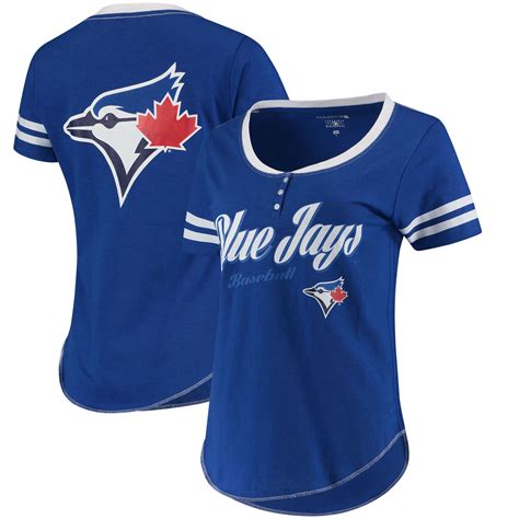 Toronto Blue Jays 5th And Ocean By New Era Womens Slub Henley T Shirt