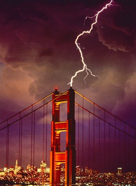 Lightning Striking The Golden Gate Bridge San Francisco California