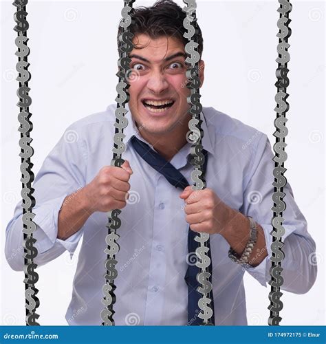 Man Trapped In Prison With Dollars Stock Image Image Of Bankrupt