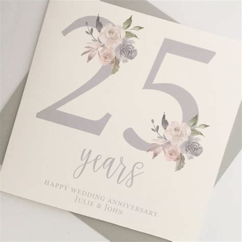 25th Anniversary Card Silver Wedding Anniversary Cards Etsy Uk
