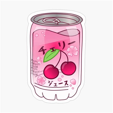 Cute Japanese Cherry Soda Can Sticker By Science Nerd Aesthetic