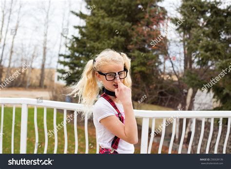 Young Nerd Girl Pigtails Pushing Her Stock Photo 230328139 Shutterstock