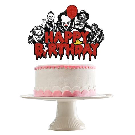 Buy Halloween Horror Birthday Cake Topper Red Glitter Horror Killer