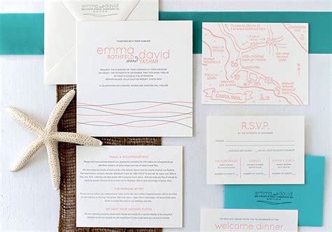 Destination wedding invitations | free shipping on orders of $75+. Emma + David's Beach Inspired Destination Wedding Invitations