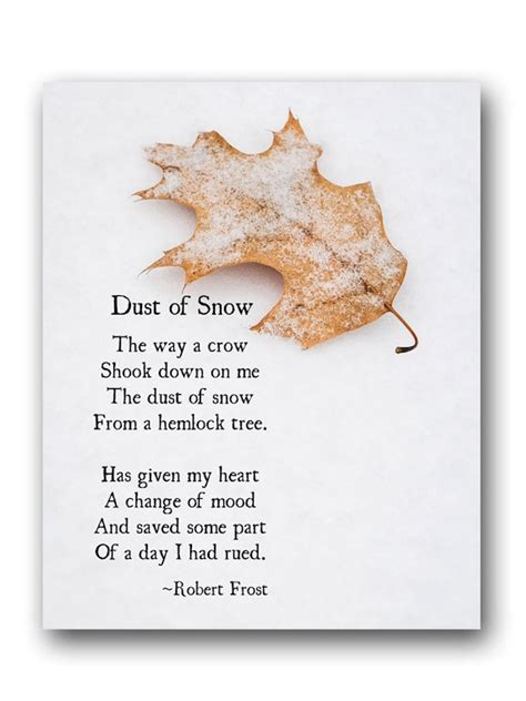 Robert Frost Poetry Art Print Dust Of Snow Winter Poem Etsy India
