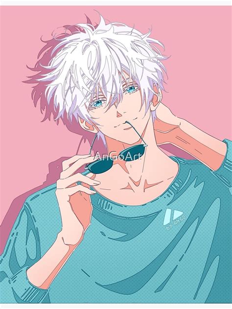 The Handsome Anime Boy With White Hair Photographic Print By Angoart
