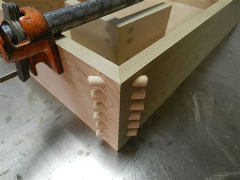Doweled Miter Joint Used To Build Entryway Table Drawer Assembly Front