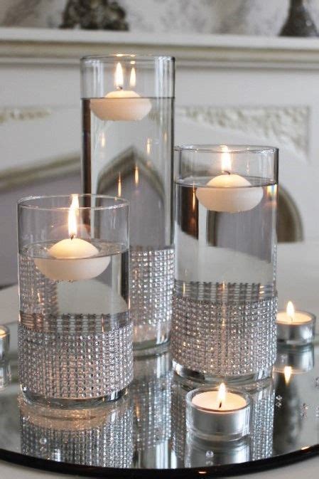 Floating Candle Centerpieces Mirror Centerpiece Glass Vases With Water And Candles Centros
