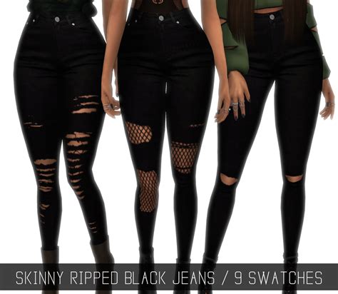 Sims 4 Ccs The Best Skinny Ripped Black Jeans By Simpliciaty Cc