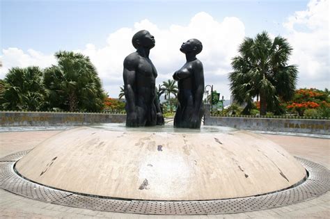 redemption song monument at emancipation park 2 the national library of jamaica