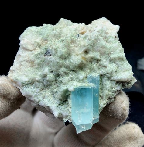 Natural Aquamarine Crystal On Matrix From Pakistan 95 Gram Etsy
