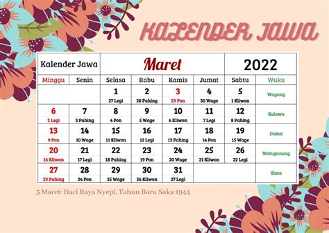 Kalender Jawa 2022 Lengkap Beserta Hari Pasaran Dan Wuku