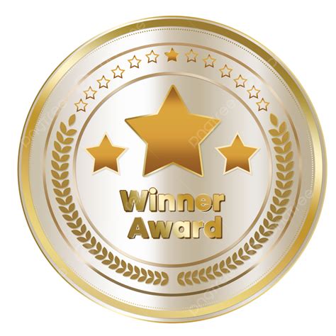 Golden Winner Award Medal Badge Transparent Vector Illustration Golden