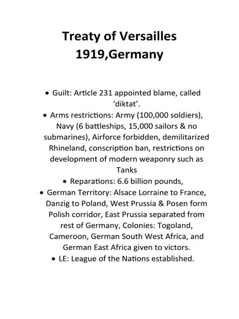 Treaty Of Versailles 1919 Pdf Austria Hungary World War I Reparations