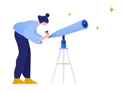 Woman Looking At The Stars Through Telescope Illustration In Png Svg