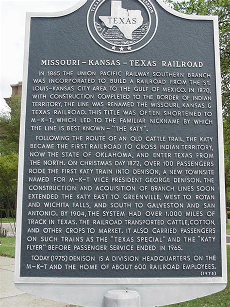 Texas Historical Markers Katy And The Red River Railroad Museum