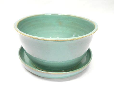 Ceramic Planter And Plate Planter With Plate And Drainage Hole Pottery