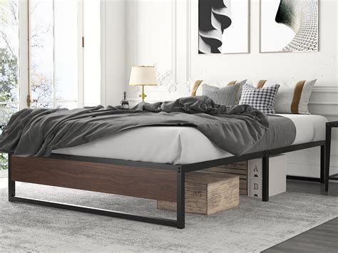 Buy Amolife Full Size Platform Bed Frame With Rustic Wood Wood Slats