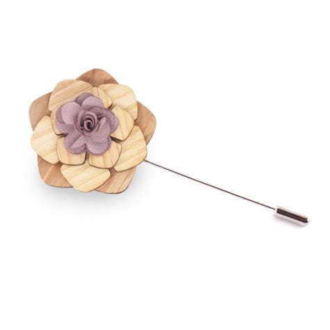 Mens Wooden Lapel Pin For Wedding Brooch Pin Handmade Wood Flower