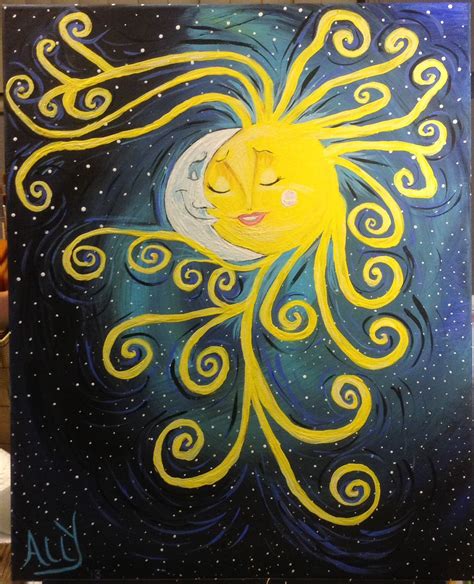 Sun Moon And Stars Ally Leitch On A 16x20 Canvas With Acrylics