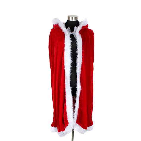 deluxe women christmas cape mrs santa claus cloak hooded suit fancy dress costume outfit