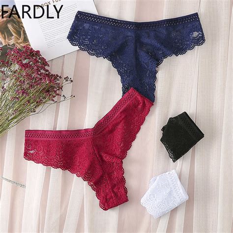 Fardly Sexy Underwear Women Lingerie G String Lace Underwear Femal T Back Thong Sheer Panties