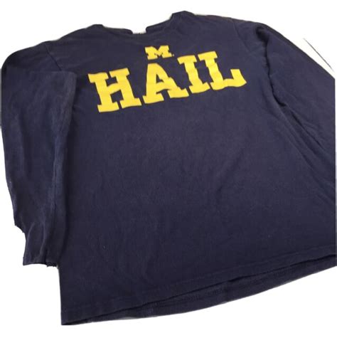 University Of Michigan Long Sleeve T Shirt Blue Yellow Size Small