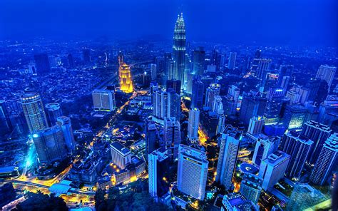 Blue Cityscapes Buildings Skyscrapers Petronas Towers Malasya Wallpaper