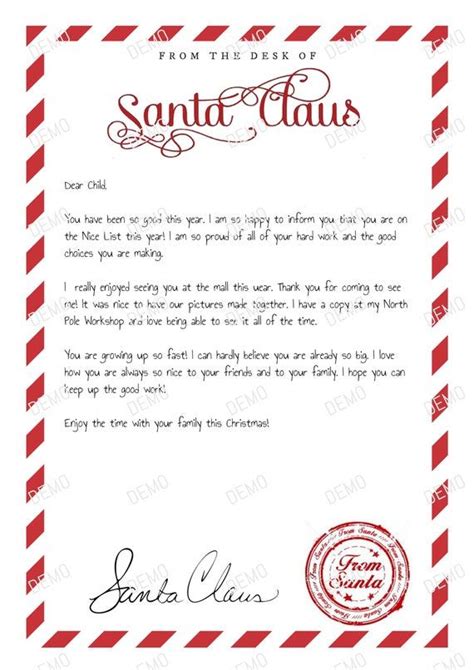 Instant Download Editable Santa Letter Handwritten Santa Etsy Santa