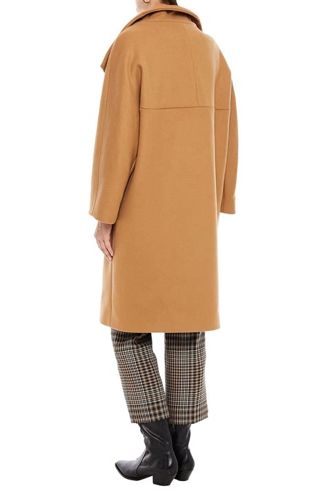 Sand Double Breasted Wool Blend Felt Coat Sale Up To Off The Outnet Maje The Outnet