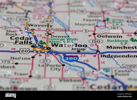 Waterloo Iowa Usa Shown On A Geography Map Or Road Map Stock Photo Alamy