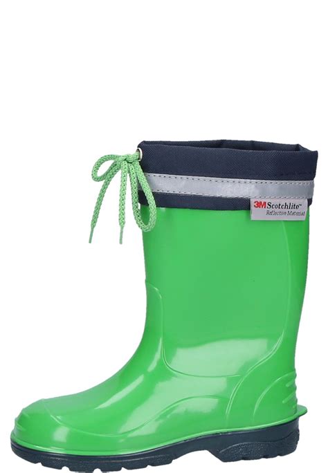 Kim Kids Wellies In Green Boots For Boys And Girls With 3m Scotchlite