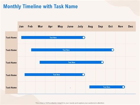 Monthly Timeline With Task Name M225 Ppt Powerpoint Presentation