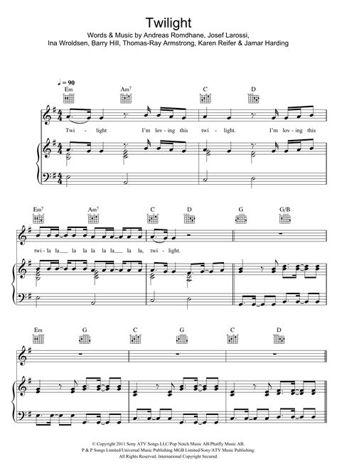 Twilight Sheet Music Cover Drive Piano Vocal And Guitar Chords