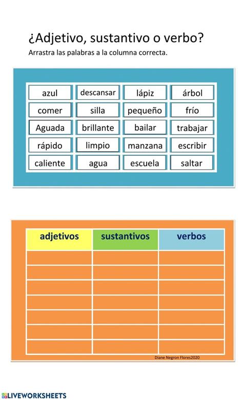 Sustantivos O Verbos Ejercicios De Sustantivos Sustantivos Adjetivos Sexiz Pix