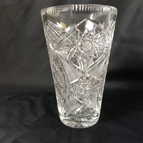 Stunning Vintage Large Cut Crystal Flower Vase Carols True Vintage