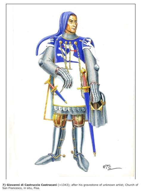 Italian Knight Circa 1343 Ancient Warfare Warriors Illustration Warrior