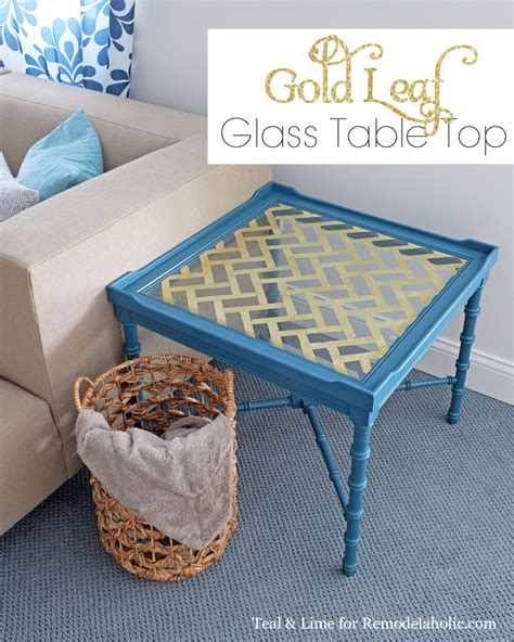 Cut the slab into reasonable shapes and glue them together. Remodelaholic | DIY Gold Leaf Glass Table Top