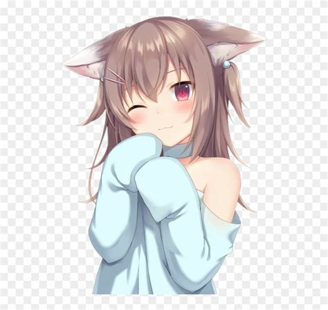 Nekogirl Sticker Cute Anime Girl With Brown Hair Hd Png Download