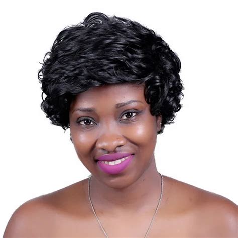 Yiyaobess 8inch Short Mommy Wig Black Color Heat Resistant Natural Hair