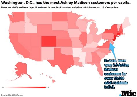this map shows which states have the highest proportion of ashley madison customers