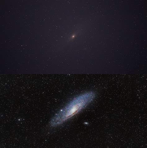 The Andromeda Galaxy Single Exposure Vs Final Image Space On Your