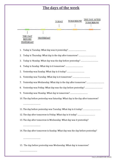 The Days Of The Week General Vocabul English ESL Worksheets Pdf Doc