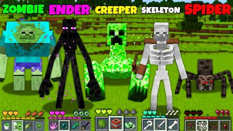 Zombie Enderman Spider Skeleton Creeper Attacked The Village In
