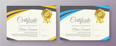 Certificate Designs With Yellow And Blue Colors 1427553 Vector Art At