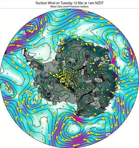 Antarctica Surface Wind On Tuesday 23 Feb At 7pm Nzdt